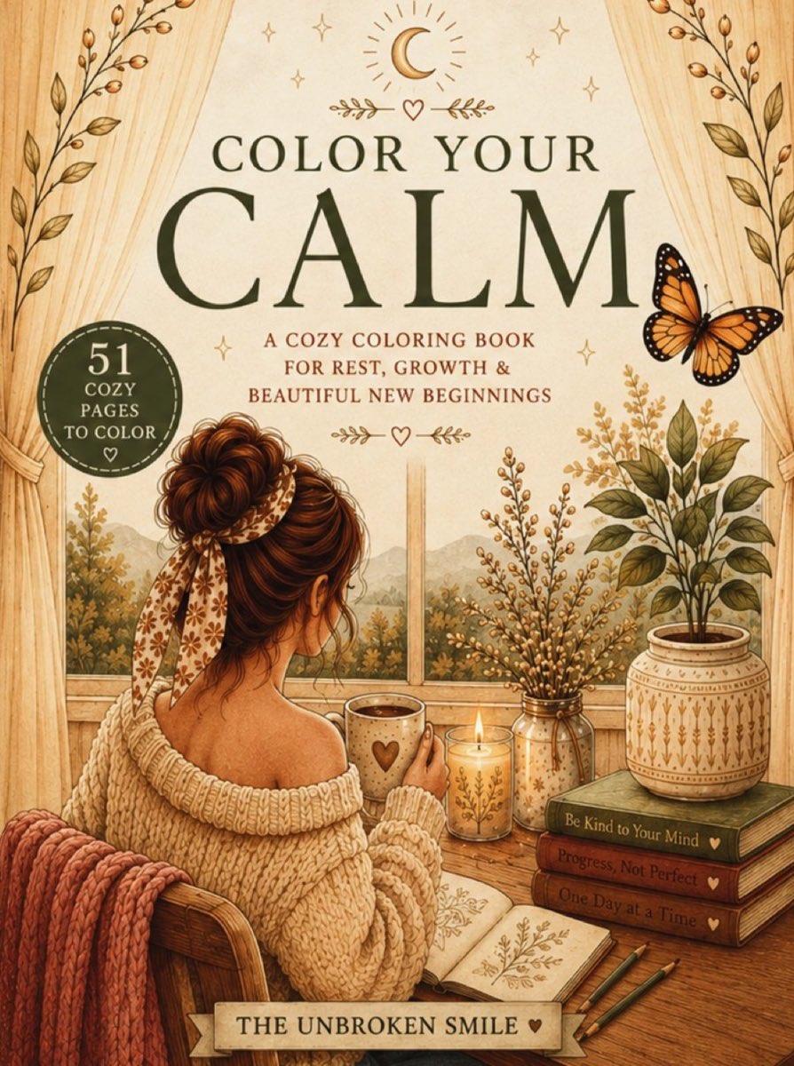 Color Your Calm coloring book cover by The Unbroken Smile, calming designs for stress relief