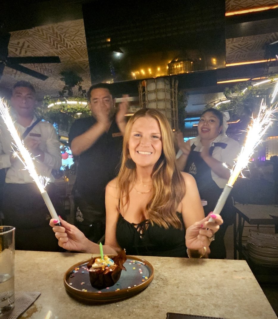 Jill celebrating