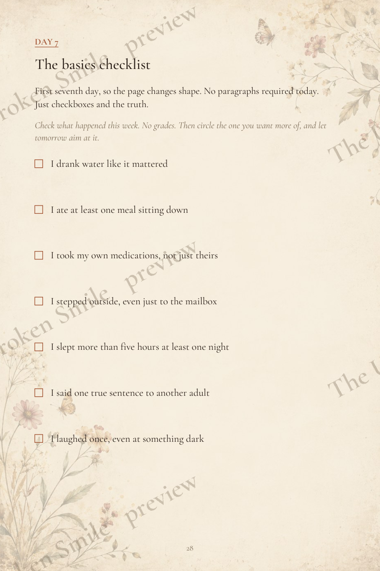 A real low-energy prompt page from 90 Days for the Caregiver