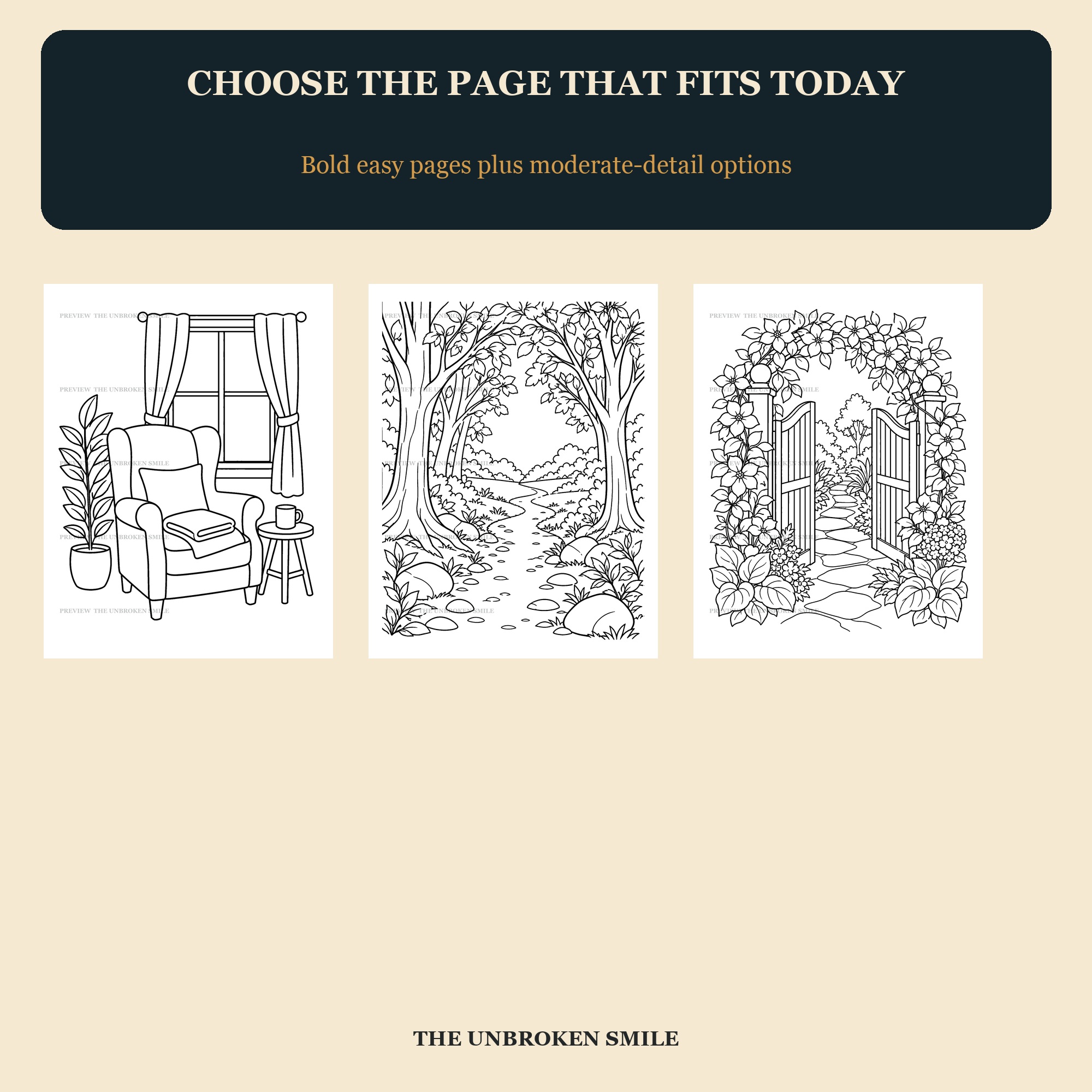 Real bold, easy, and moderately detailed pages from For the Hours That Don't Have Words