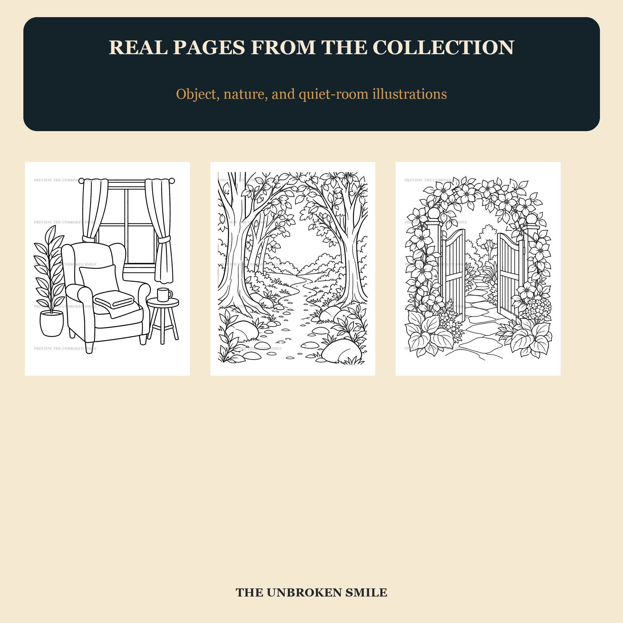 A selection of real grief coloring pages from For the Hours That Don't Have Words