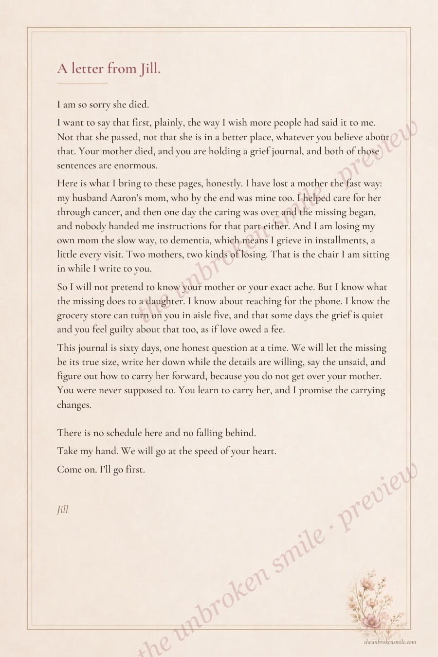 A real letter-writing page from Her Hands