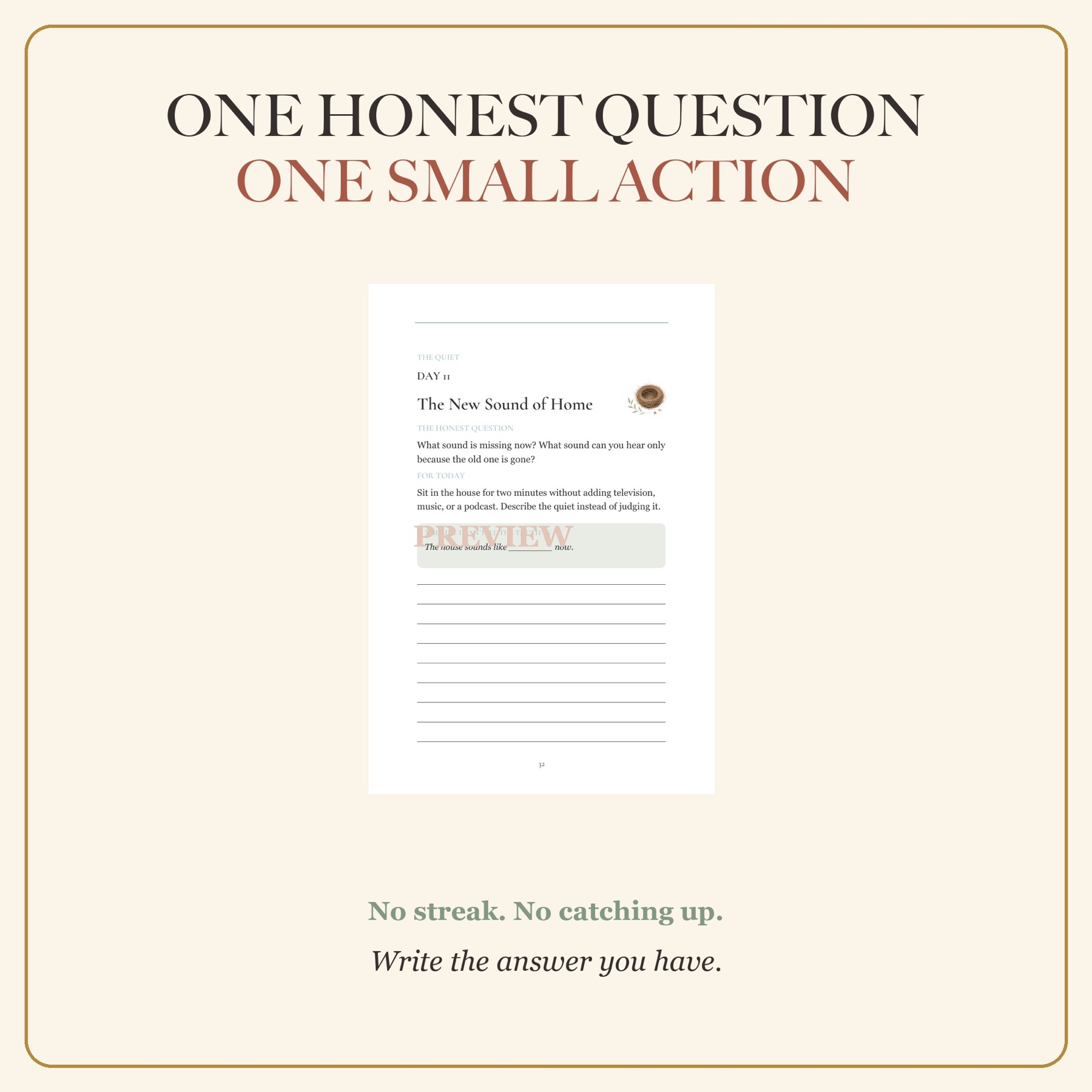 A real page from Still Mom. Still Me. with one honest question and one small action for the quiet house